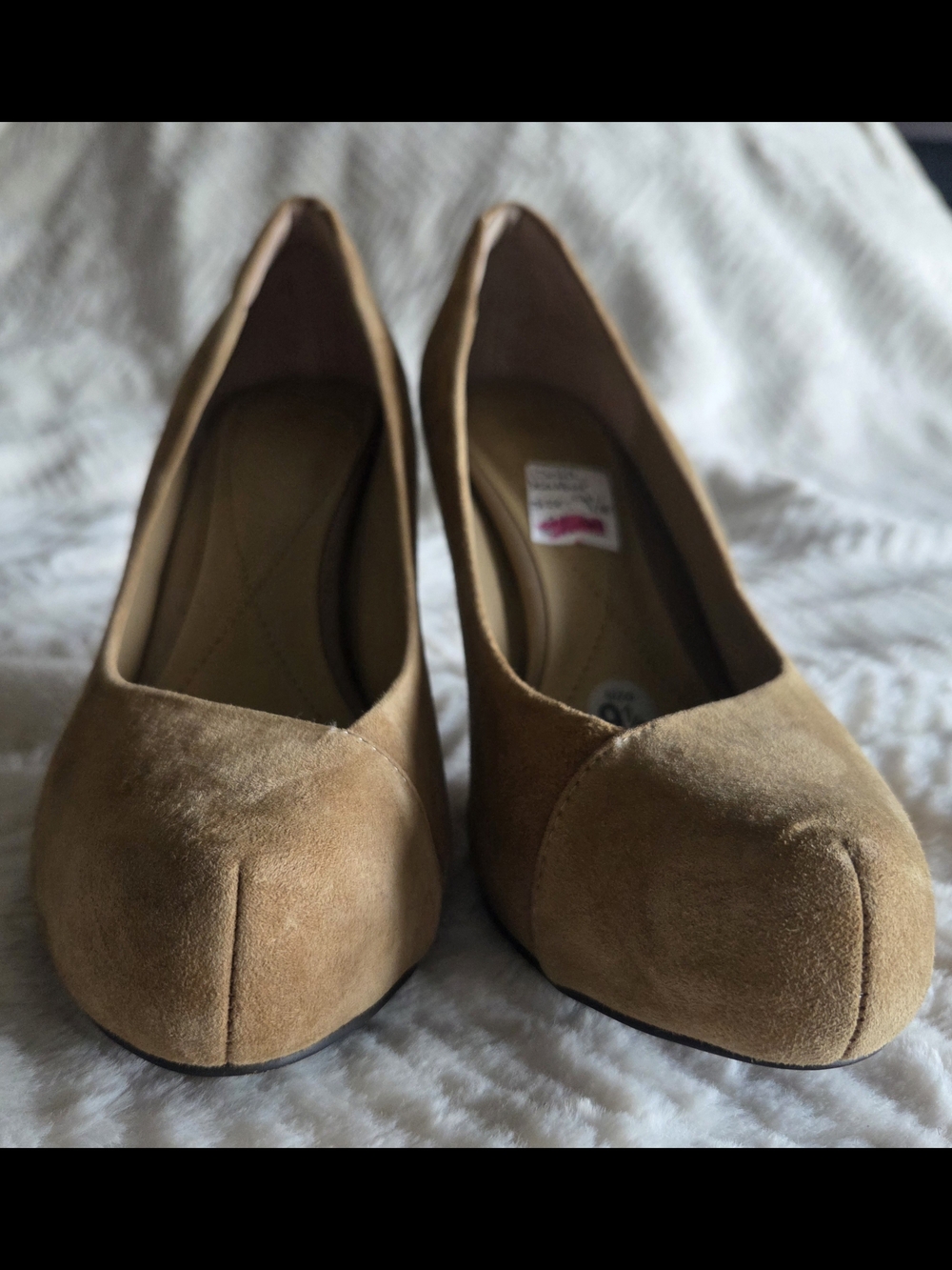 Isola Suede Tan Round-Toe Heels
